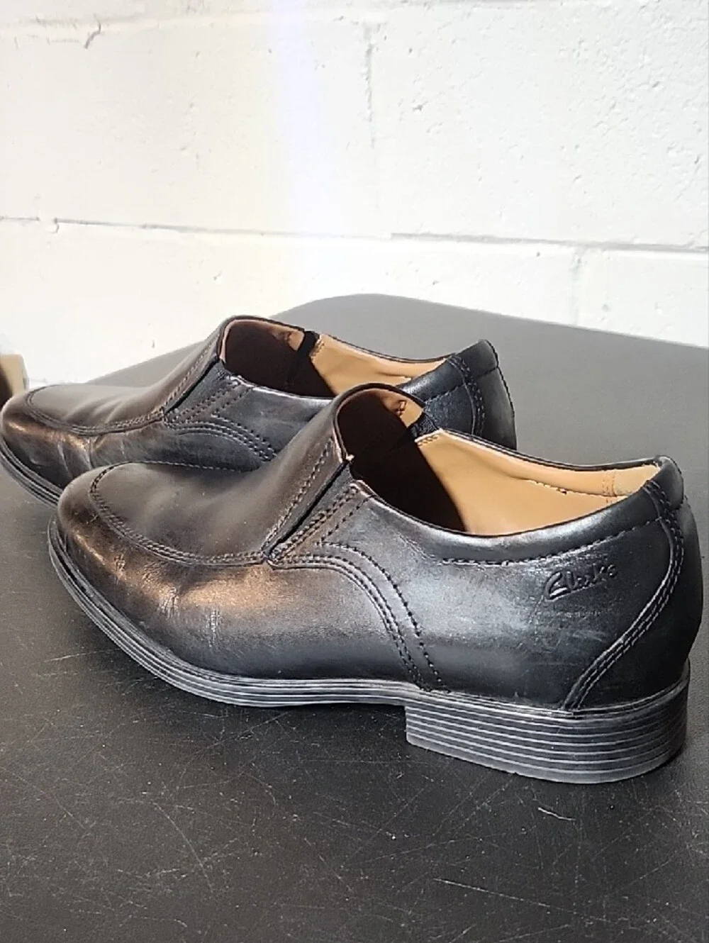 Clarks Dresslite Step Black Leather Slip-On Loafers